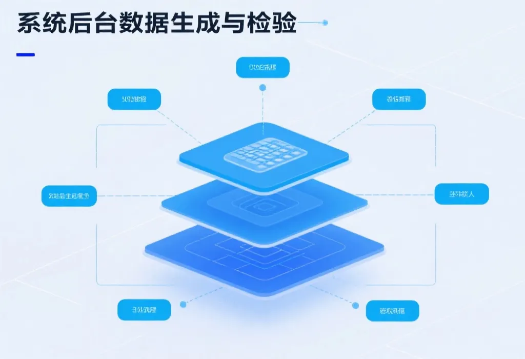 系统数据生成与校验流程图抽象插画